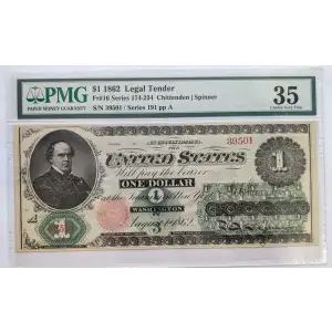 $1 Series 174-234 at left. No ABNCo monogram. No green patent date. Type 2; Red Seal Legal Tender Issues 16