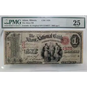 $1 original Red with rays, red serial no., without bank charter no. First Charter Period 380b