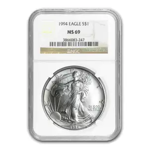 1994 American Silver Eagle NGC MS69