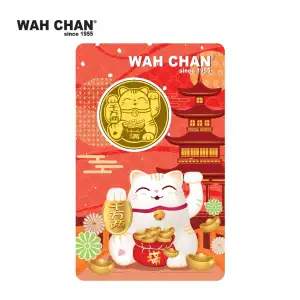 5 Gram Gold Round Lucky Fortune Meow Carded