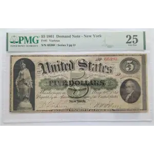 $5   Legal Size Notes The Demand Notes of 1861 1