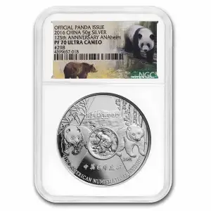 2016 China 50 gram Silver Anaheim ANA Panda PF-70 NGC