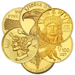 1/100th oz Gold Round Uncarded Various Mints (3)