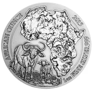 2015 1 oz Rwandan African Buffalo Silver Coin