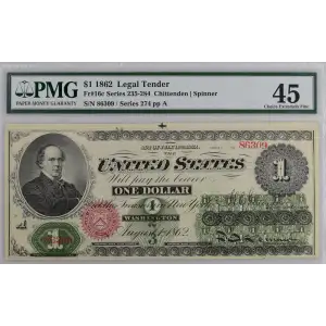 $1 Series 235-284 at right No ABNCo monogram. No green patent date Type 2; Red Seal Legal Tender Issues 16c (2)