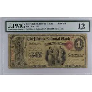 $1 Original red with rays, red serial no., without bank charter no. First Charter Period 380a (2)