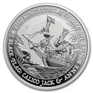 2024 1 oz Tuvalu Silver Black Flag: Calico Jack & Anne Bonny