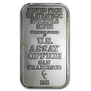 1981 U.S. Assay Office 1 oz Silver Bar VINTAGE TONED (2)