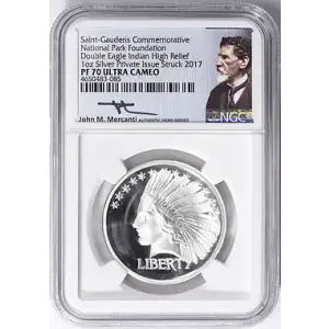 2017 1oz Saint-Gaud. Comm. Double Eagle Indian HR NGC PF70 NationalParkFoun. UC