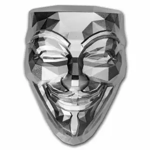 2oz Silver Guy Fawkes Mask Stackable