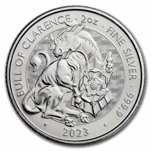 2023 GB 2oz Silver Royal Tudor Beasts The Bull of Clarence
