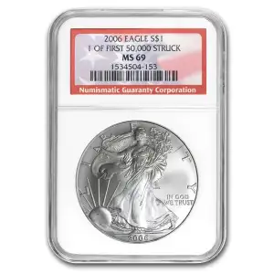 2006 American Silver Eagle 1oz NGC MS69 (1 of First 50,000)