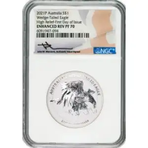 2021-P 1oz Australia Wedge-Tailed Eagle NGC PF70 HR-FDOI PF UC Mercanti(Box&CoA)