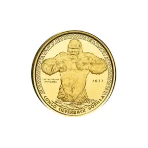 2022 1/10 oz Silverback Gorilla 1000 Francs Gold Coin