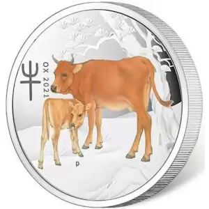 2021 1oz Silver Year Of The Ox Colorized Lunar Series III Asian Exclusive