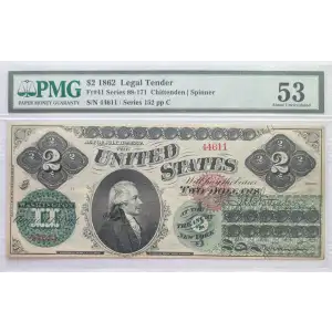 $2 Series 88-171 Face plate number left of portrait Type 2; Red Seal Legal Tender Issues 41