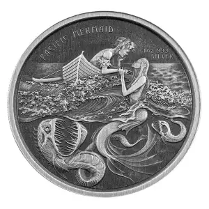 2021 Samoa 1 oz Silver Pacific Mermaid Antique finish