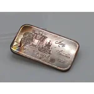 1981 Merry Christmas Santa at Chimney 1 oz Silver Bar Crown Mint CORNER TONED (4)