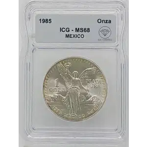 1985 Mexican 1 oz Silver Libertad Coin ICG MS68 IDC Verified