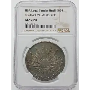 USA Legal Tender Until 1857: 1841-MO ML Mexico 8R NGC Genuine