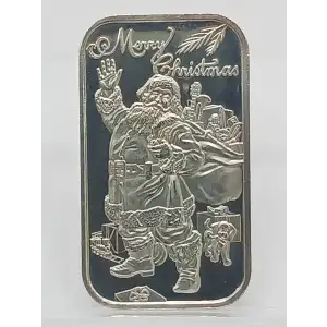 1992 Merry Christmas Santa Waving 1 oz Silver Bar SilverTowne (2)