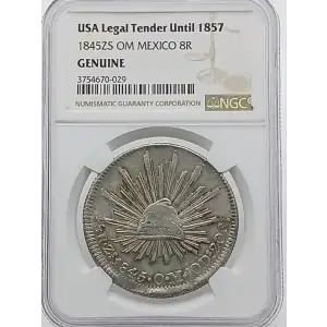 USA Legal Tender Until 1857: 1845-ZS OM Mexico 8R NGC Genuine (2)