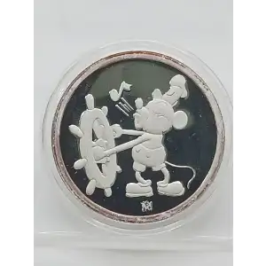1988 Mickey Mouse 60 Years 1 oz Silver Round Steamboat Willie (Box & CoA) (3)