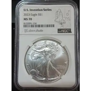2023 Silver Eagle NGC MS-70 Eagle Landing T-2 Space Shuttle U.S. Invention Series (2)