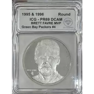 1995 and 1996 Brett Favre MVP Green Bay Packers 1 oz Round