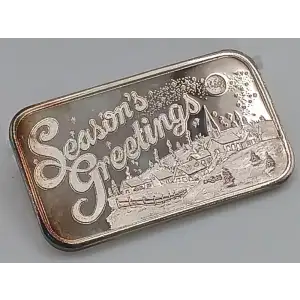 Christmas Season's Greeting 1 oz Silver Bar VINTAGE