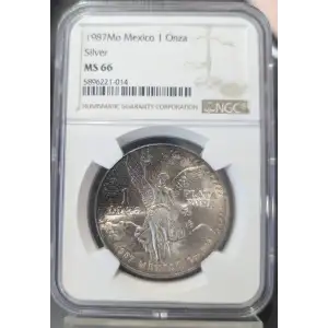 1987 Mexican 1 oz Silver Libertad NGC MS66 - Toned