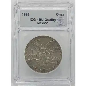 1985 Mexican 1 oz Silver Libertad Coin ICG BU Quality IDC Verified