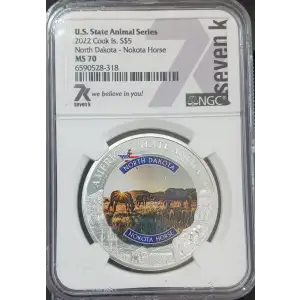 Cook Islands 1 oz Silver S$5 U.S. State Animal Series North Dakota - Nokota Horse