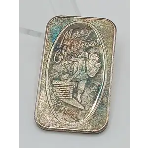 1972 Merry Christmas Santa 1 oz Silver Bar Madison Mint Toned (4)