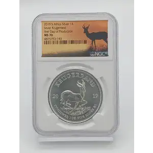 2019 South Africa Silver Krugerrand NGC MS70 First Day of Production