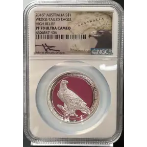 2016-P 1 oz Australia S$1 Wedge-Tailed Eagle NGC PF70 UC HR Mercanti Box & CoA (5)