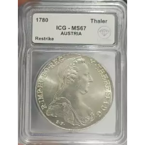 1780 Austria Thaler ICG MS67 Restrike IDC Verified 