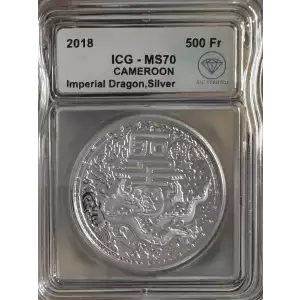 2018 Silver Cameroon Imperial Dragon ICG MS70 IDC Verified