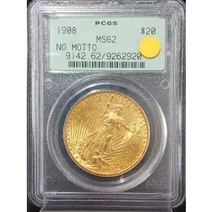 1908 $20 No Motto