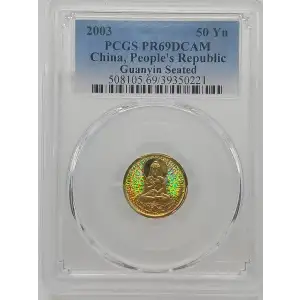 2003 China 1/10 oz Gold People's Republic Guanyin Seated PCGS PR69DCAM
