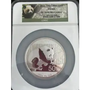 2016 150 gram China Silver 50 Y Panda PF70 Ultra Cameo NGC (2)