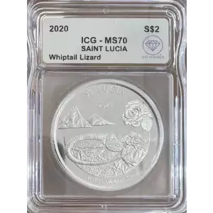 2020 Silver Saint Lucia Whiptail Lizard ICG MS70 IDC Verified (2)