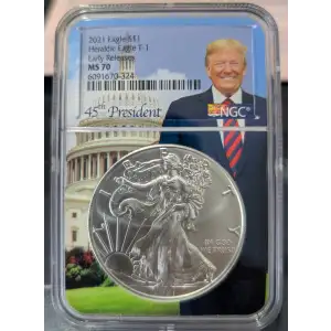 2021 American Silver Eagle NGC ER MS70 Heraldic Eagle T-1 Donald Trump Core (2)