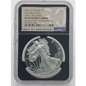 2016-W American Silver Eagle PF-69 UC ER Lettered Edge 30th Anniv. (2)