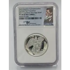 2017 1 oz Silver Saint-Gaudens Comme. NGC PF70 UC UHR Mercanti(Box & CoA) (2)