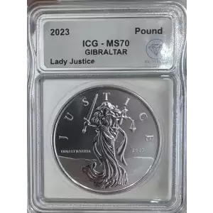 2023 Gibraltar Silver Lady Justice ICG MS70 IDC Verified