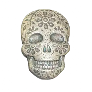 2 oz Monarch Silver Day of the Dead Marigold Skull (2)