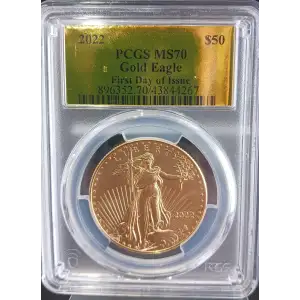 2022 1 oz Gold Eagle PCGS MS70 FDI Gold Label  (2)