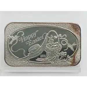 1975 Happy Easter Bunny In Basket 1 oz Silver Bar VINTAGE