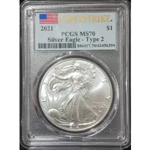 2021 American Silver Eagle PCGS MS70 First Strike Type-2